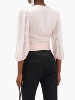 Thumbnail for your product : Alexandre Vauthier V-neck Silk-charmeuse Wrap Blouse - Light Pink