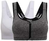 Thumbnail for your product : Absoutey Perfect Women's High Impact Support Front Zipper Cosure Racerback Wireess Sports Bra Back White and Grey