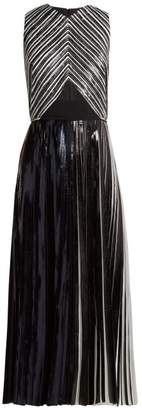 Proenza Schouler Pleated Foil Cloque Dress - Womens - Black Silver