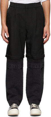 JERIH Black Paneled Colorblock Trousers