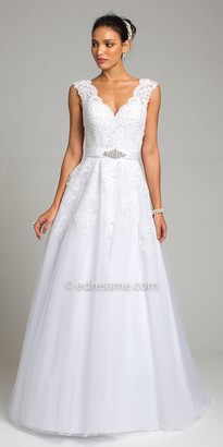 Camille La Vie Organza Cap Sleeve Sweetheart Lace Wedding Dress