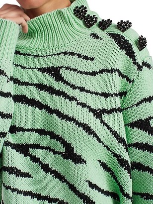 Olivia Rubin Layla Tiger-Print Turtleneck Sweater