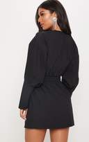 Thumbnail for your product : PrettyLittleThing Black Plunge Ruched Shirt Dress