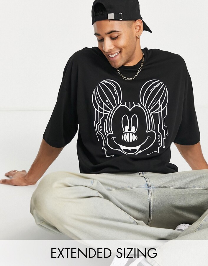 ASOS DESIGN oversized T-shirt with Disney Mickey Mouse print in black -  ShopStyle