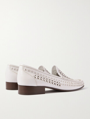 Saint Laurent Swann Woven Leather Loafers