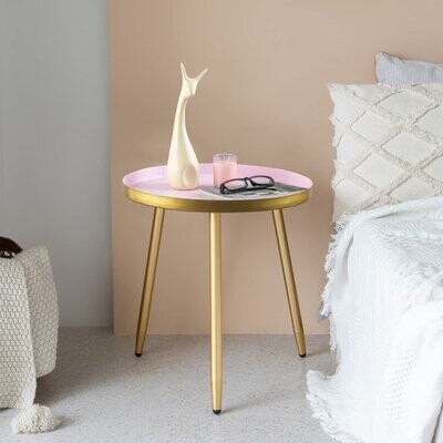 Nightstand/Small Tables for Bedroom Balcony Metal End Table Round Side Table 