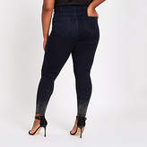 Thumbnail for your product : River Island Plus blue mid rise embellished Harper jeans