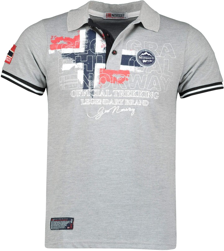 Geographical Norway Kutta Men - Men's Classic Print Polo - Cotton Short  Sleeve Casual Button Down Tops - Regular Fit Style Classic Casual Mixed  Grey L - ShopStyle