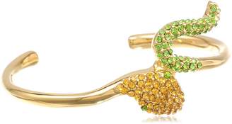 Kara Ross KARA by Crystal Snake, Gold with Orange and Green Crystals Cuff Bracelet, 2"