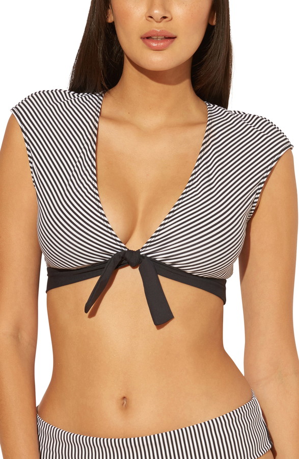 cap sleeve crop bikini top