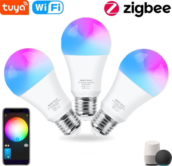 18W 15W Tuya Wifi Smart Home Led Lamp RGB+WW+CW E27 Zigbee 3.0 Led Light bulb Compatible With Alexa Amazon Google Assistant