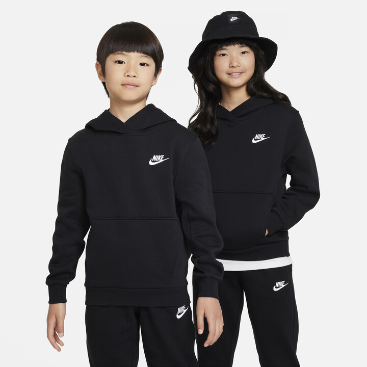 Nike Sportswear Club Fleece Big Kids' Pullover Hoodie in Black | FD3000-010
