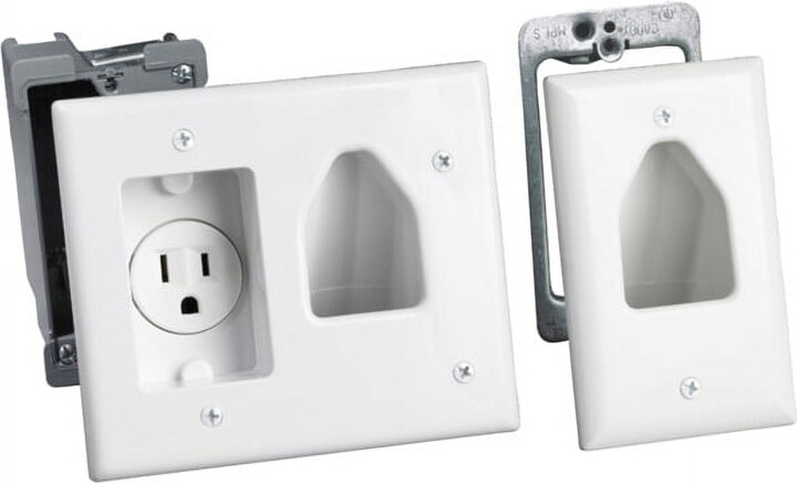 DataComm Electronics Electronics Flat Panel Tv Cable Organizer Remodeling Kit With Power Outlet