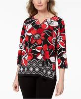Thumbnail for your product : Alfred Dunner Barcelona Border-Print Embellished Top