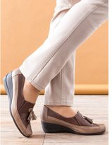 Thumbnail for your product : La Redoute PEDICONFORT Leather Soft Shoes with Tassel Trim
