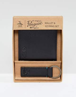 Original Penguin Wallet And Keychain Set In Black