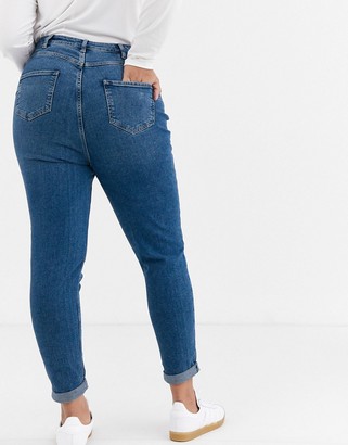 New Look Plus New Look Curve mom jean in blue