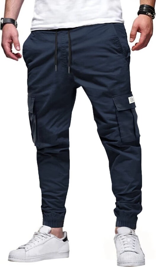 Elegancity Mens Cargo Combat Trousers Work Pants A-Blue - ShopStyle