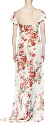 Saint Laurent Off-The-Shoulder Floral-Print Gown