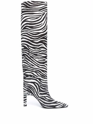 ATTICO Zebra-Print Pointed-Toe Boots