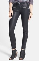 Thumbnail for your product : SP Black Zip Detail Coated Skinny Jeans (Black) (Juniors)