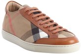 Thumbnail for your product : Burberry tan leather and nova check canvas 'Hartfields' lace-up sneakers