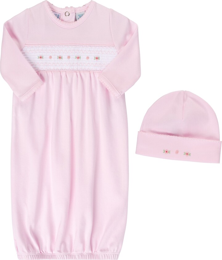 Floral Smocked Gown & Hat Set