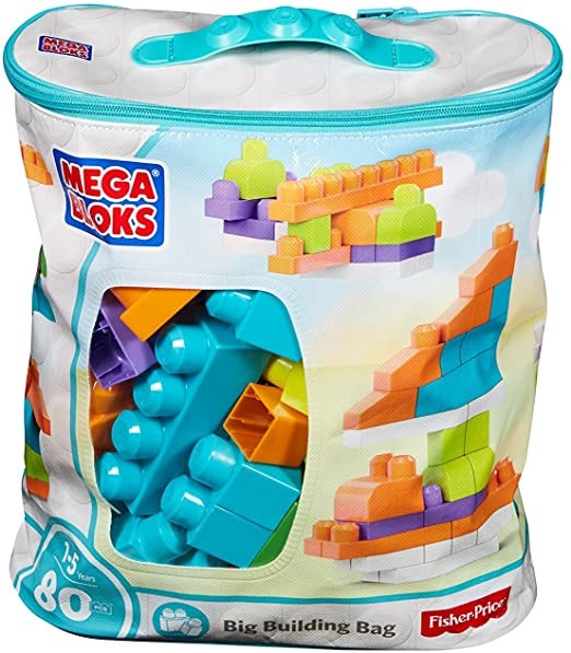 Mega Bloks First Builders Big Building Bag with Big Building Blocks, Building Toys for Toddlers (80 Pieces), Amazon Exclusive