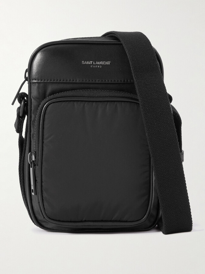 Saint Laurent City Mini Logo-Print Leather-Trimmed Shell Camera Bag