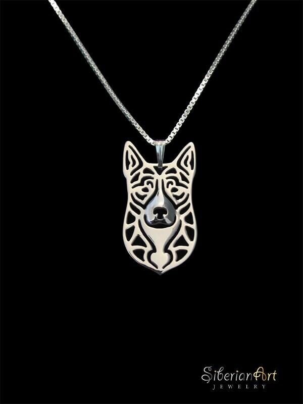 Etsy sterling Silver Australian Cattle Dog Pendant & Necklace