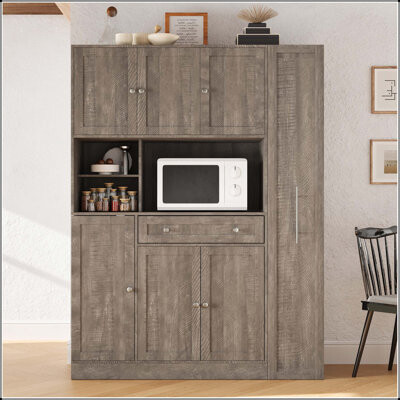 Latitude Run [Assembly Video Available] Traditional 52.8X17.7X70inch Freestanding Buffet With Hutch , Large Kitchen Pantry Storage Cabinet Cupboard With Pull-Out