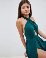 Thumbnail for your product : ASOS Design Cross Front Jersey Jumpsuit With Wrap Leg Detail