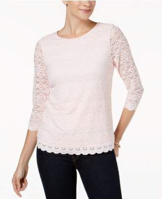 Charter Club 3/4-Sleeve Lace Top, Created for Macy's