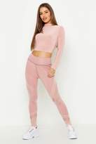 Thumbnail for your product : boohoo Petite Fit Premium Curved Panel High Waist Legging