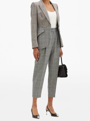 Alexander McQueen Cropped Prince Of Wales-check Wool Suit Trousers - Grey Multi