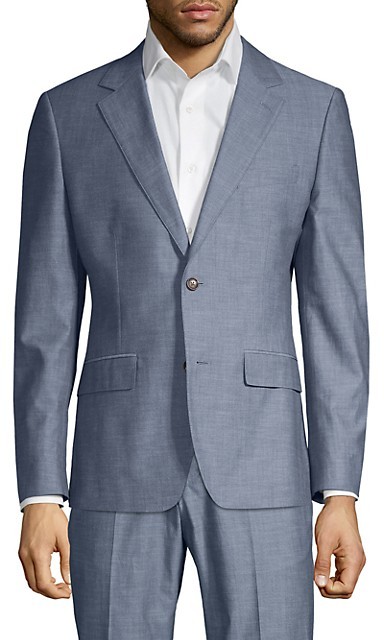 blue chambray suit