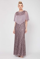 ignite evenings sequin lace capelet gown