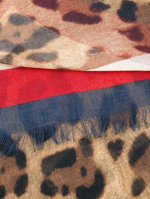 Gucci leopard Web trim print shawl