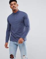 Thumbnail for your product : ASOS Design Jersey Long Sleeve Polo In Blue