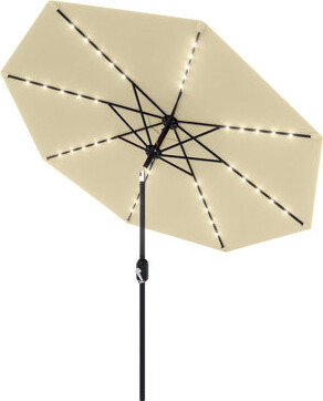 Latitude Run Solar Patio Umbrella with Lights Outdoor Table Umbrella with Tilt and Crank for Garden Backyard Deck Poolside