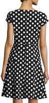 Thumbnail for your product : Chetta B Polka-Dot Fit-and-Flare Dress, Black/White