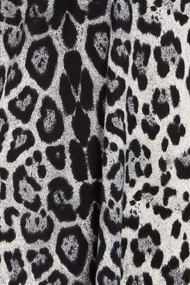 Quiz Grey Light Knit Leopard Print Zip Top