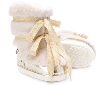 Elisabetta Franchi La Mia Bambina lace-up faux fur ankle boots