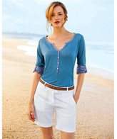 Thumbnail for your product : Edeis Long-Sleeved Dual Fabric Linen and Cotton T-shirt