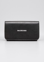 Thumbnail for your product : Balenciaga Grained Logo Bifold Wallet with Chain Strap