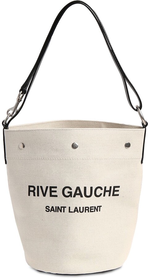 Saint Laurent Seau Rive Gauche linen bucket bag - ShopStyle