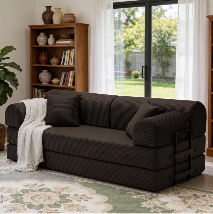 Streamdale Furniture 78 inches Convertible Sleeper Sofa Bed with Pillow Corduroy Folding Mattress Couch