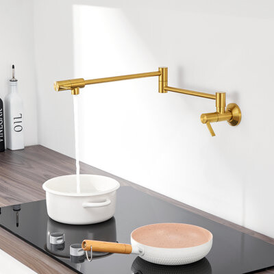 Luxier Contemporary Wall-Mounted Pot Filler With 2 Handles