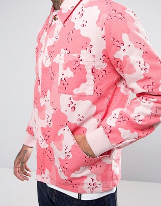 ASOS Coach Jacket in Washed Pink Camo Print