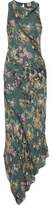 Thumbnail for your product : Haute Hippie Cecilia Asymmetric Chain-Embellished Floral-Print Silk Maxi Dress